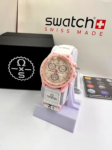 Swatch x Omega Pink Chronograph Collaboration Watch - Like New