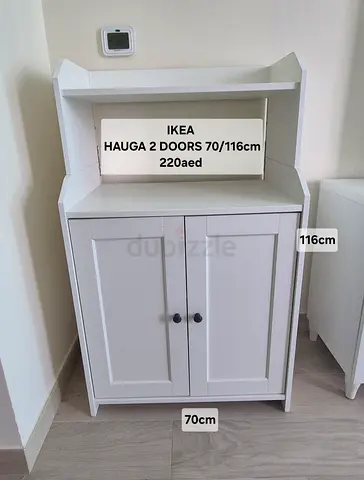 IKEA HAUGA 2-Door Cabinet with Top Shelf - White, 70x116cm