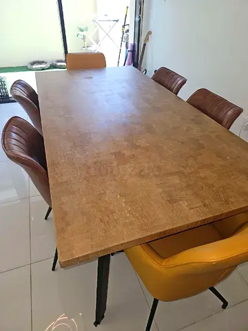 Solid Oak Wood Dining Table with 6 Chairs - Good Condition