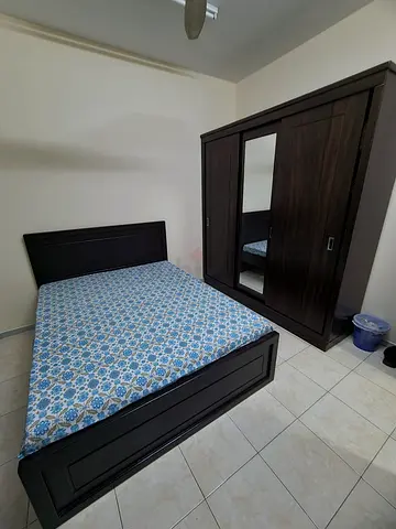 ( Urgent Sale ) Customized Dark Wood Bedroom Set with Bed and Sliding Mirror Wardrobe