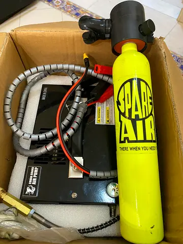 SpareAir emergency backup air cylinder with pump compact scuba/air refill kit trade with hydros bcd