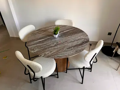 Marble round Dining table with 4 chairs