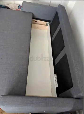 Gray Fabric Storage Sofa Bed — Good Condition, Spacious Underseat Storage