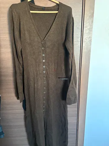 Trendyo| Collection Brown Soft Texture V-Neck Cardigan/Dress Double Use Knitwear Cardigan