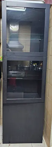 Modern Black Display Cabinet with Glass Doors