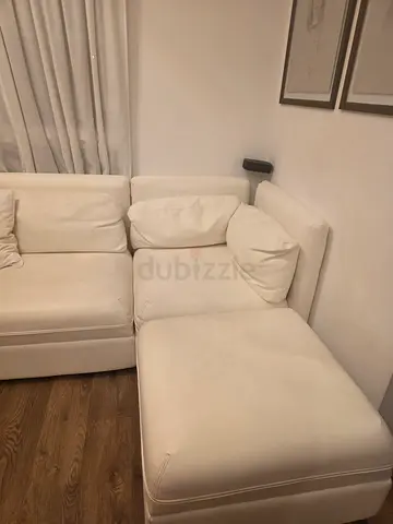 White L-shaped Sofa Corner Section - Good Condition
