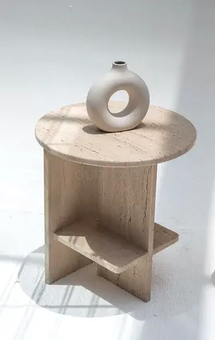Alyssa Travertine Round Side Table