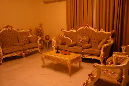 Royal  Premium Set- 2 Sofas + 2 Arm Chairs+ Curtains+ Table