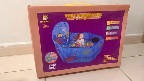Kids play mat cum tent with 100 soft balls for 35aed only