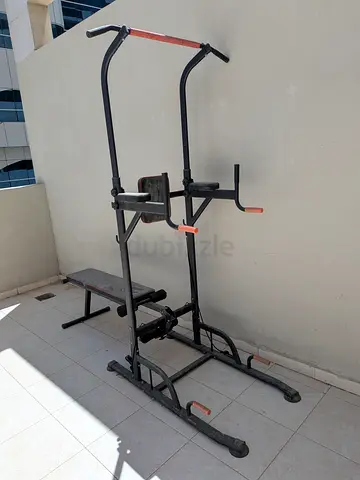 Multi-function Power Tower with Bench and Dip/Chin Station - Used
