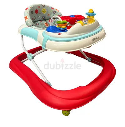 Used baby walker with activity tray and padded seat - good condition