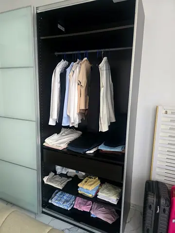 AMAZING IKEA PAX-style Black Wardrobe with Shelves and Hanging Rail! SELLING FAST MOVING HOUSES