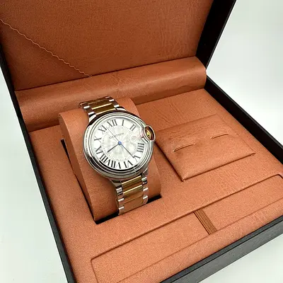 Cartier Ballon Bleu two-tone mens watch with box