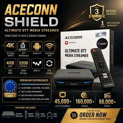 Aceconn Shield Ultimate OTT Media Streamer - 4K, 4GB RAM, 32GB Storage