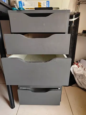 Grey 4-Drawer Freestanding Cabinet - Compact