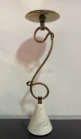 Decorative Marble Base candle holder with Curved Stem
