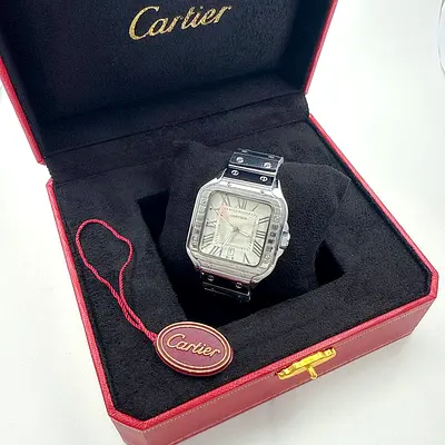 Cartier Santos Stainless Steel Watch with Original Box