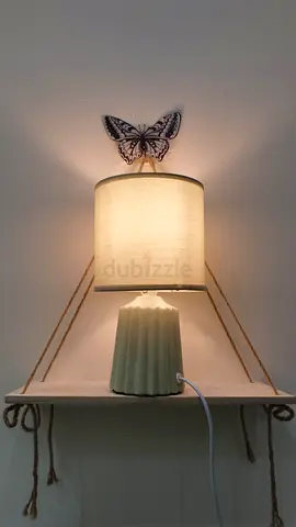 Ceramic Table Lamp with Beige Fabric Shade — Good Condition
