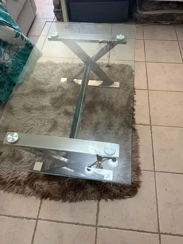 Glass Top Coffee Table with Chrome X-Style Base