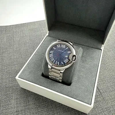 Cartier Ballon Bleu stainless steel mens watch with box