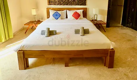IKEA wood bed with mattress