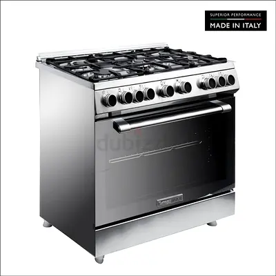 Gas cooker 90/60cm Stainless Steel 5-Burner Gas Range with Large Oven (133L)- Tecnogas Superiore