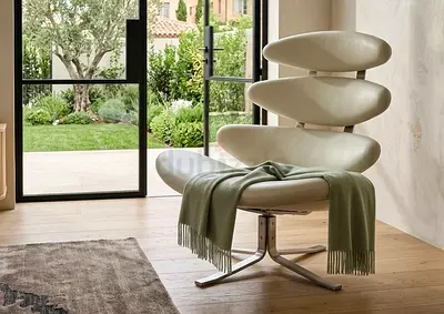 Swivel Lounge Chair - Brushed Steel/Leather