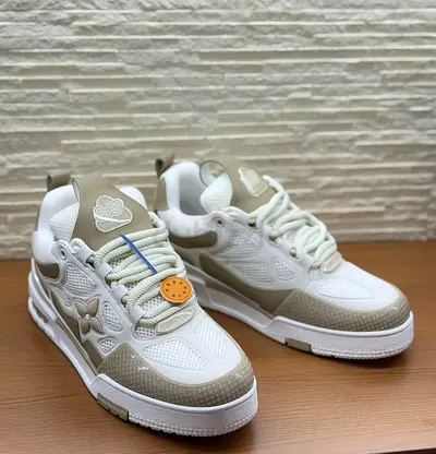 Light Beige  White Casual Sneakers — Excellent Condition, Louis vuitton