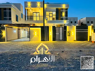 Villa for sale in Al Rawda, Ajman. Prime location, 5000 sq ft, 6 bedrooms, modern design and luxurious finishes. Suitable for living and investment.