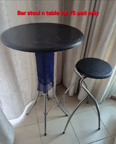Black Bar Table with Matching Stool