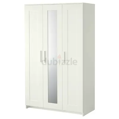 IKEA BRIMNES - White 3-Door Wardrobe with Mirror - Good Condition - Minimal Ware and tear