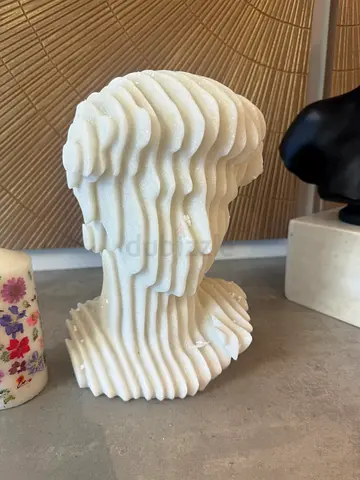 One Modern Layered Bust Sculptures - White Resin Decorative Statues