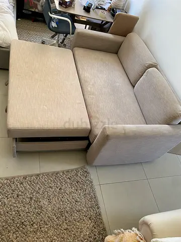 Beige 2-seater Sofa with Pull-out Bed / Storage - Good Condition