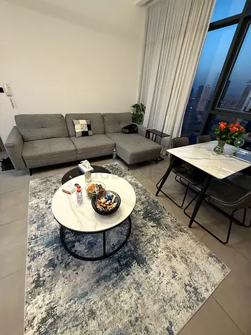 Sofa Three seater Grey Fabric L-shaped Sofa with Chaise