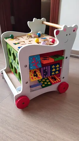 Wooden Multi-Activity Baby Walker Cube with Shape Sorter