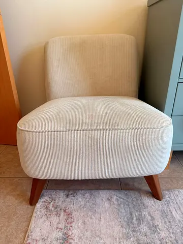 2 Accent Lounge Chairs – Cream Corduroy