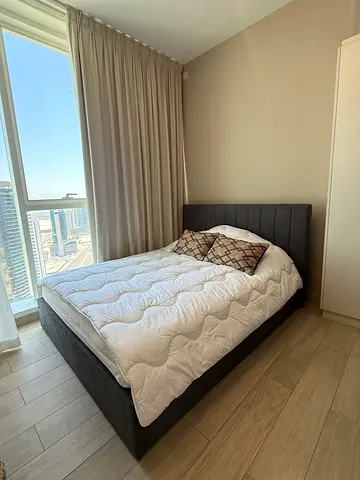 Queen size bed with mattress, ottoman hydraulic with storage