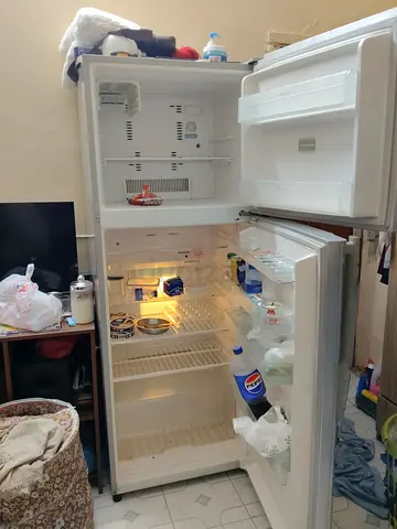 Toshiba Black Double-Door Refrigerator - Top Freezer, Good Condition