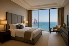 3-Bedroom + Maid's Room Fully Furnished Apartment with Direct Sea View on Al Khan Beach | Al Gha