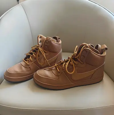 Light brown high-top sneakers, gently used