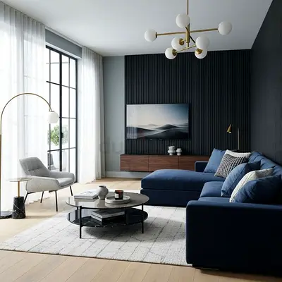 Modern Blue L-Shaped Sofa