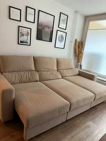 Ikea Eskelstuna L shape sofa bed Beige Excellent Condition