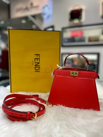 Fendi Red Petite Peekaboo Satchel Bag (Authentic/New)