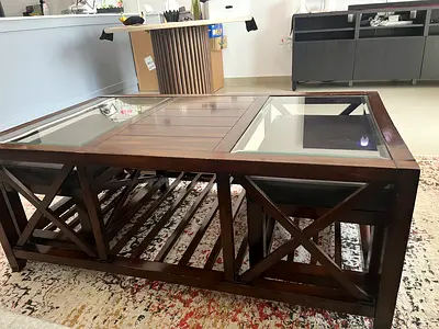 Center table from home Center comes with 2 chairs … sold wood