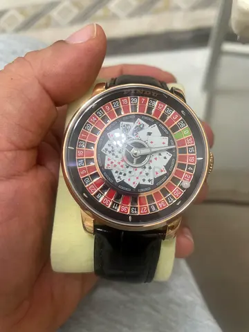 Pindu  Roulette Themed Mechanical Watch with Leather Strap