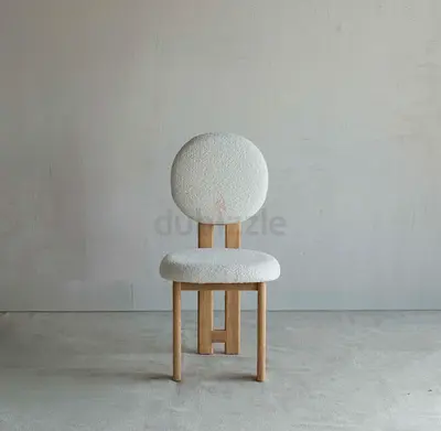 4 Minimalist Bouclé Upholstered Dining Chair with Oak Legs