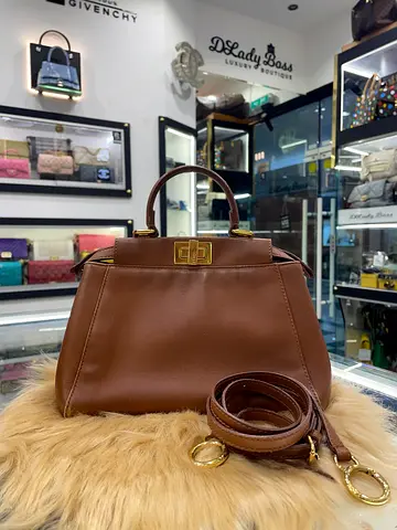 Fendi Brown Mini Peekaboo Top Handle Bag (Authentic/PreOwned)