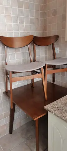 Set of 2 Wooden Dining Chairs — Mid-century Style, Good Condition