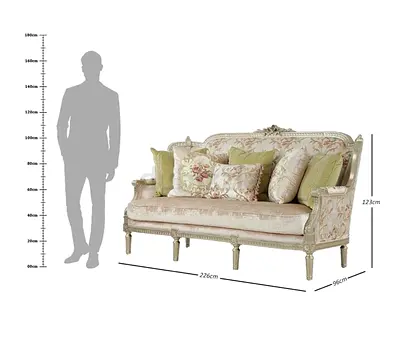 Antique-Style 3-Seater Sofa with Floral Upholstery