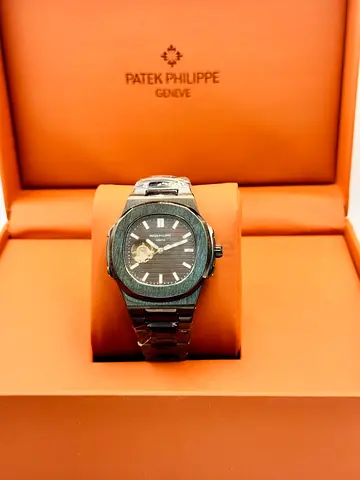 Patek Philippe style stainless steel mens watch in original box
